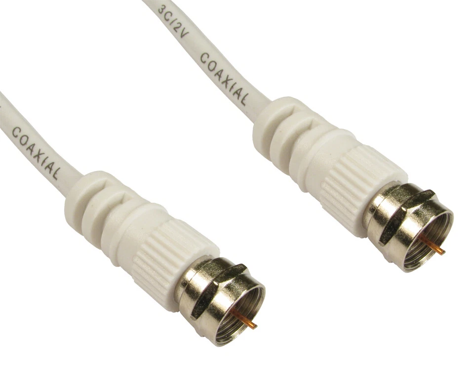 GC1093 0.5 Metros Conector F Macho a Blanco Cable Coaxial + Níquel Conn - Imagen 2 de 2