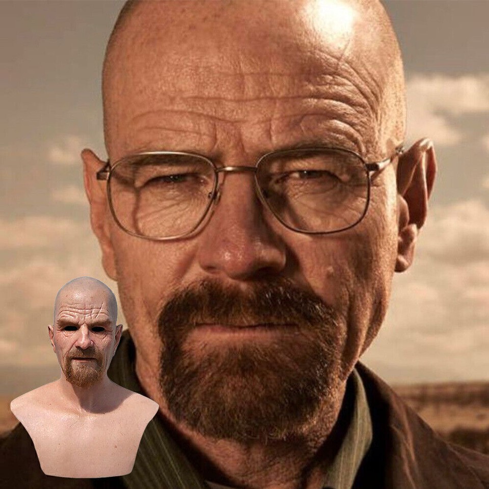 Breaking Bad Walter White Mask Halloween Bald Beard Old Man Party Prop