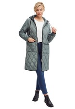 Ellos Women's Plus Size Long Quilted Hooded Jacket