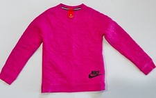 Nike Sportswear Fleece Quilted Sweatshirt Girls Size S Pink Pockets AQ6367-621