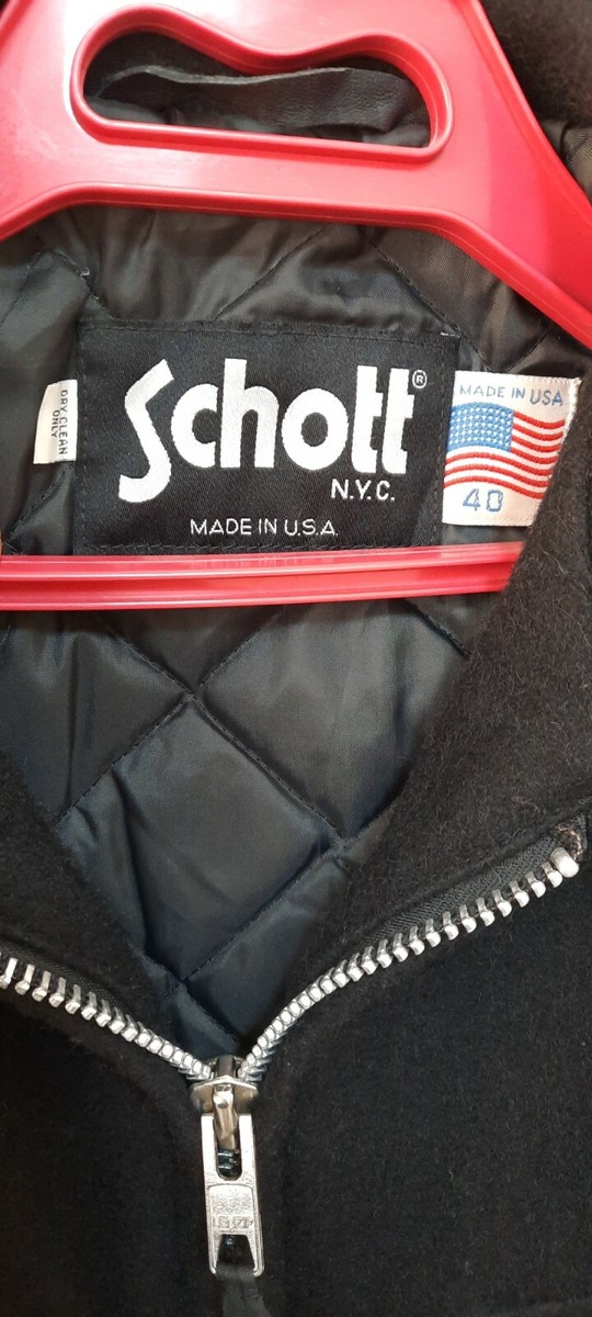 Vintage schott nyc jacket wool black pockets made in usa suze 40 