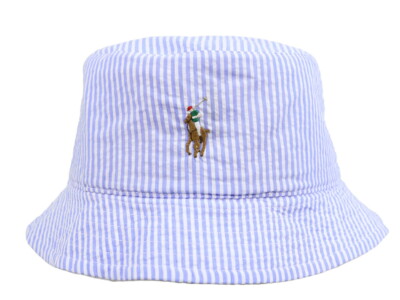 帽子 RALPH LAUREN/PONY CHECKED BOA BACKET HAT Polo Ralph Lauren Reversible Seersucker Bucket Hat Cap with Pony
