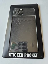 Adhesive Sticker Pocket / Wallet for Smartphone (BLACK FAUX LEATHER)