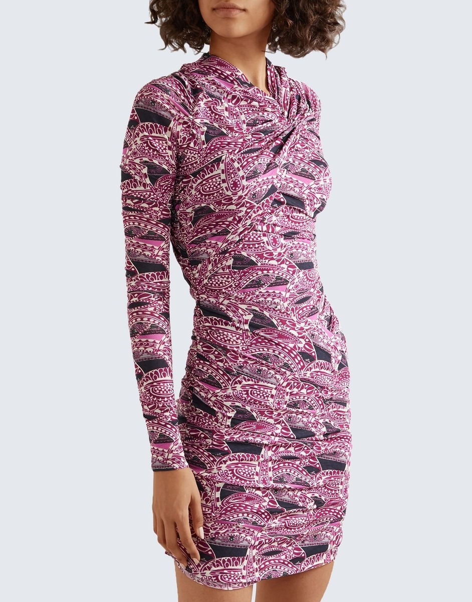 nordstrom jersey dress NEW ISABEL MARANT Ruched $1070 Size 38 MAGENTA lace up