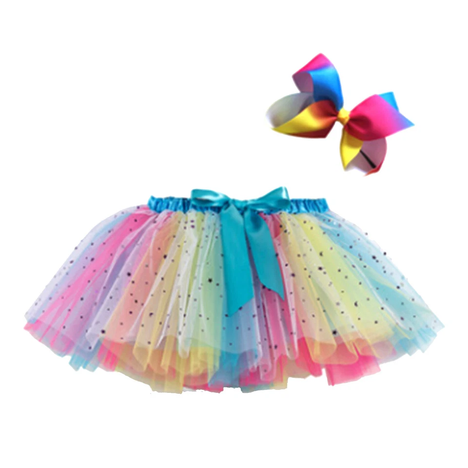 Girls Tutu Skirt Ballet Dancewear Dress Elastic Costume With Bowknot Hairpin Set - Image 3 of 4