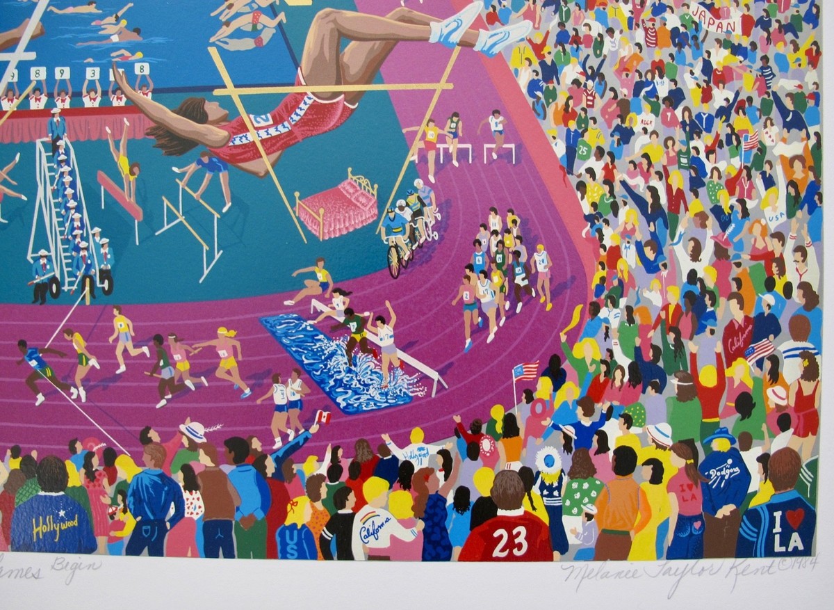 Melanie Taylor Kent LET THE GAMES BEGIN Hand Signed Serigraph 1984