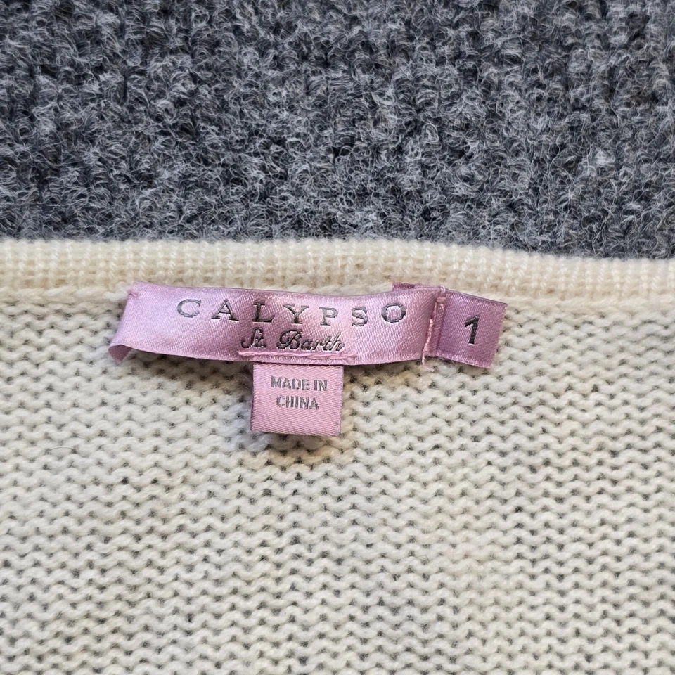 Calypso St Barth Sweater Womens Size 1 White Poncho Knit Short Sleeve Casual - Image 3 of 4