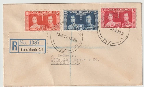 13/5/1937 New Zealand FDC - King George VI Coronation - Christchurch CDS