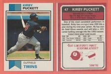 KIRBY PUCKETT - 1993 POCKET PRICE GUIDE CARD #47 1973 TOPPS FB Repli-Card #dup3L
