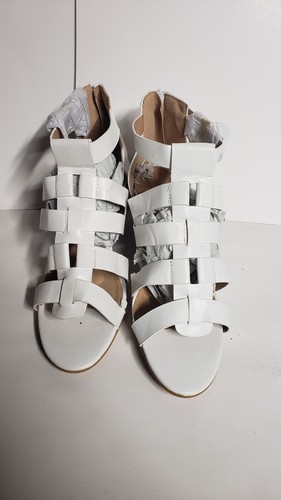 Womens Wedge Heel Sandals White Basket Weave Design Brand New Without Tags