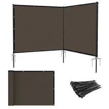 Heavy Duty Outdoor Freestanding Privacy Screen Fence Panels with Iron Poles