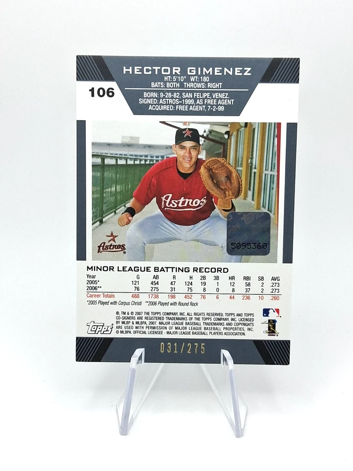 2007 Topps Co-Signers #106 Hector Gimenez AUTO /275 - Image 2 of 2