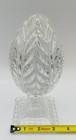 Vintage Polished Clear Cut Crystal Glass Egg Paperweight Glass Pedestal Heavy — photo 5