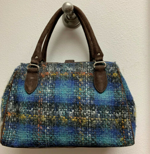 Bolso de Mano Cole Haan Ocean a Cuadros Tweed Azul Gris NUEVAS ETIQUETAS - Imagen 2 de 9