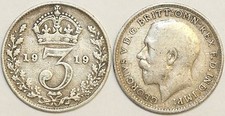 1911 to 19 George V Sterling Silver Threepence 1st Design Choice of Date / Year