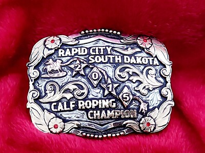 Rodeo Trophy Champion Calf Roping Buckle☆RAPID CITY SOUTH DAKOTA☆2015 ...