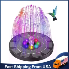 New Solar Fountain Pump Bird Bath Solar Power Glass Panel 6 LED Light for Pond
