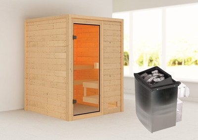 Sauna Massivholzsauna Innensauna Valida 1 inkl. 4,5 kW Ofen int. Strg. Karibu