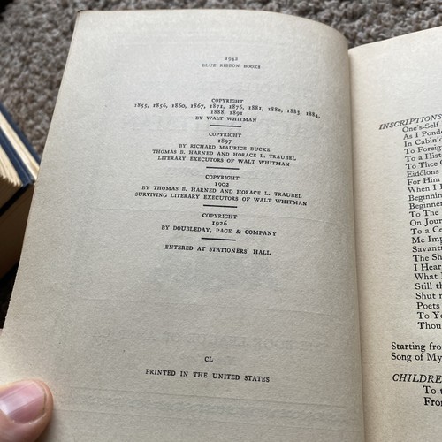 LEAVES OF GRASS COLLECTED POEMS OF WALT WHITMAN EMORY HOLLOWAY 1942 Antique - Picture 10 of 24