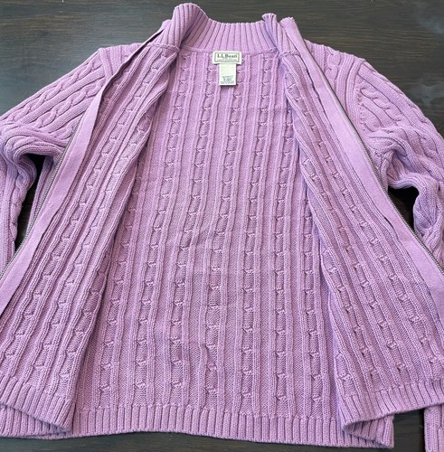 L.L. BEAN FULL ZIP PURPLE CARDIGAN SWEATER WOMENS MEDIUM REGULAR HONG KONG MADE - Picture 4 of 9