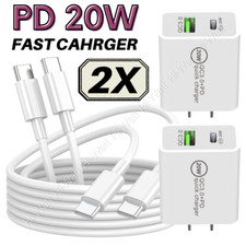 For Samsung Galaxy A13 A73 5G 20W PD Fast Wall Charger Dual Type C Cable 2-PACK