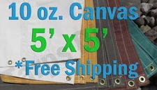 5 Ft. x 5 Ft. 10 Oz. Cotton Canvas Breathable Water Resistant Tarps