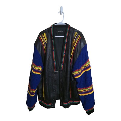Vtg Tom And Jerry Jacket Men Multicolor Cartoon Leather Coogi