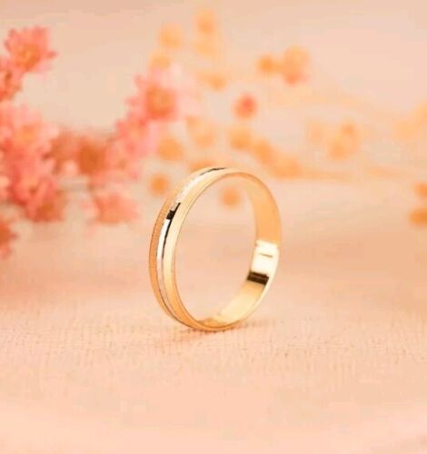 18K Gold Bicolor Faceted Ring. 3.5 MM. Size 12 - Picture 3 of 6