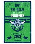 Canberra Raiders NRL Retro Tin Wall Sign Obey The Rules Christmas gifts