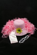 Girl's Pink and Green Tea Party Hat and Accessories  Princess Tea Party