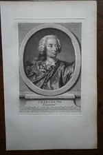 CHARLES VII EMPEROR. PORTRAIT. ORIGINAL ENGRAVING. 1760