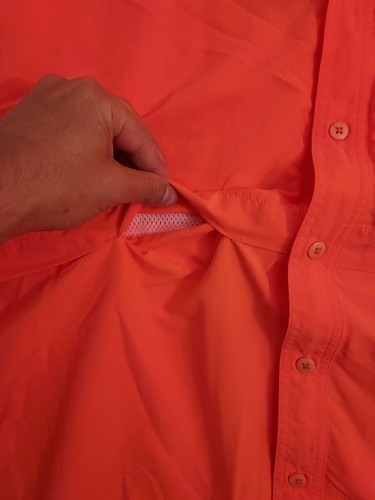 LL Bean Hunting Shirt Mens 2XL XXL Blaze Orange Vented Nylon Mesh Lined Outdoor - Picture 8 of 11