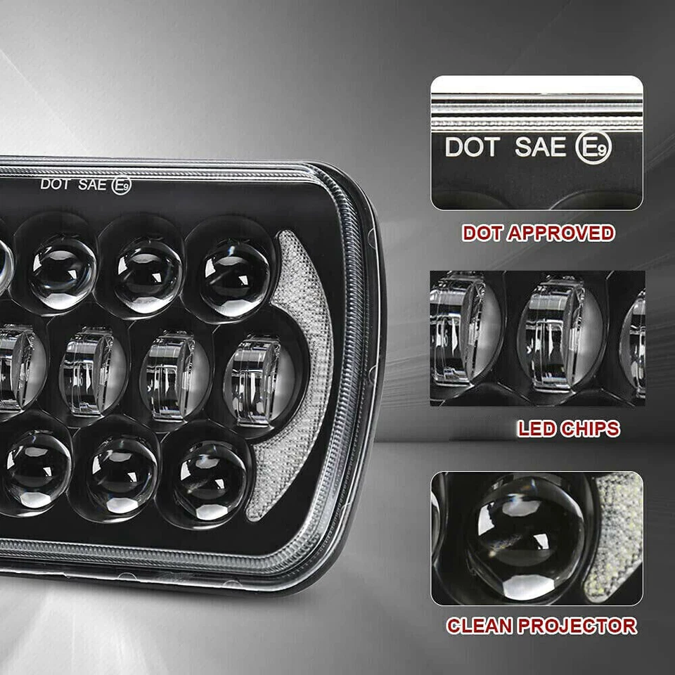 Faro LED 7x6" 5x7 cuadrado con DRL alto/bajo para Chevrolet S10 Blazer 1983-1994 Foto 4 de 4
