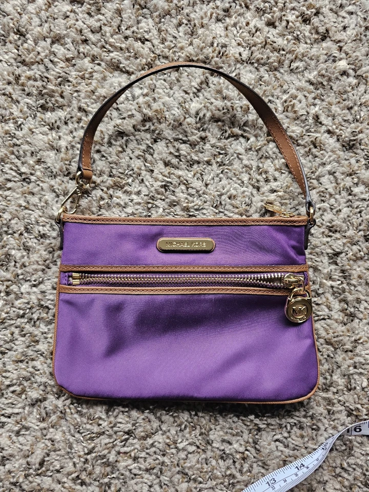 MICHAEL KORS фиолетовый коричневый кожаный логотип замок подвеска мешок/мини ручная сумка - Изображение 2 из 4