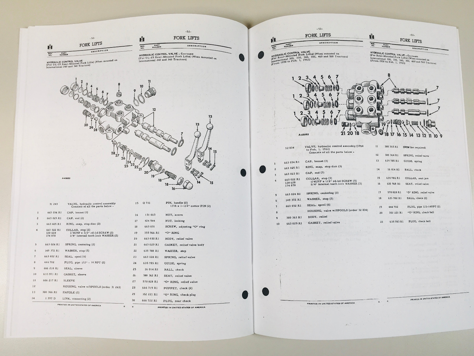 International 450 460 560 660 Tractor Harlo Forklift Parts Manual