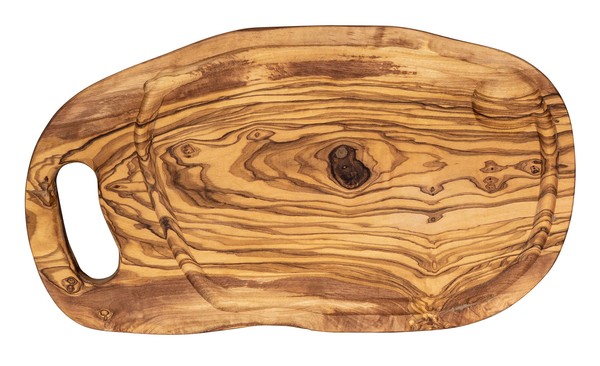 Schneidbrett Ca. 36X20Cm Olivenholz Steakbrett Braun Natur Saftrille Holzbrett-image