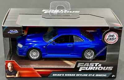 Jada Fast And Furious Brian's Nissan Skyline GT-R R34 Blue 1:32 | eBay