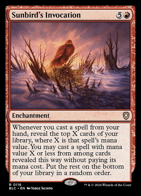 NM Sunbird's Invocation, MTG, Bloomburrow Commander, Magic the Gathering, 116
