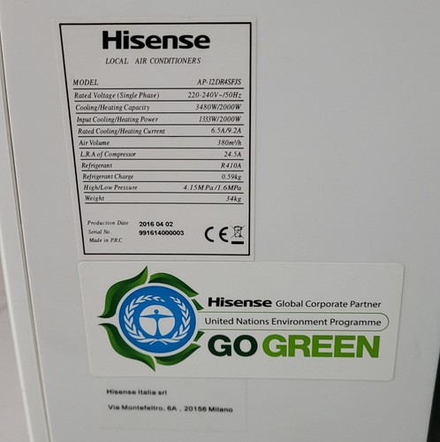 Condizionatore portatile - Hisense AP-12DR4SFJS - Imagen 5 de 5