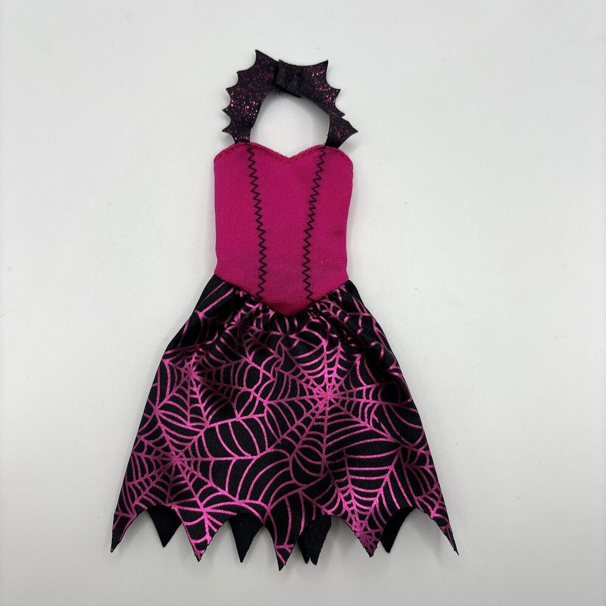 Barbie Halloween Sleeveless Pink & Black Cobweb Spider Web Dress Fashion |  eBay