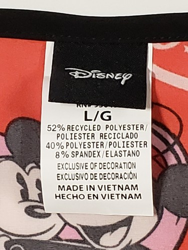 Disney Scrubstar Women's Mickey Minnie Mouse Hearts Love V-Neck Scrub Top Large. - Picture 8 of 8