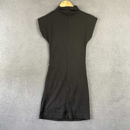 Stradivarius Body Con Dress Womens Size M Black Sleeveless Midi Turtle Neck - Picture 2 of 8