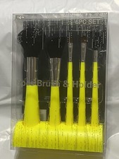 Cosmetics Makeup Brushes 6 Piece Beauty Set with Organizer Holder Yellow Black