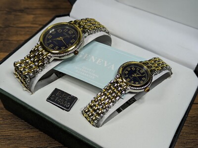 GENENVA Quartz Gold and Silver Two-Tone Watch Set Geneva Classic Collection, His & Hers Watch Set, Gold Silver  main image 2
