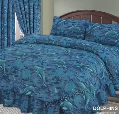 King Size Delfine Bettbezug Set Meer Wellen Ozean Splash Tier Bettwäsche