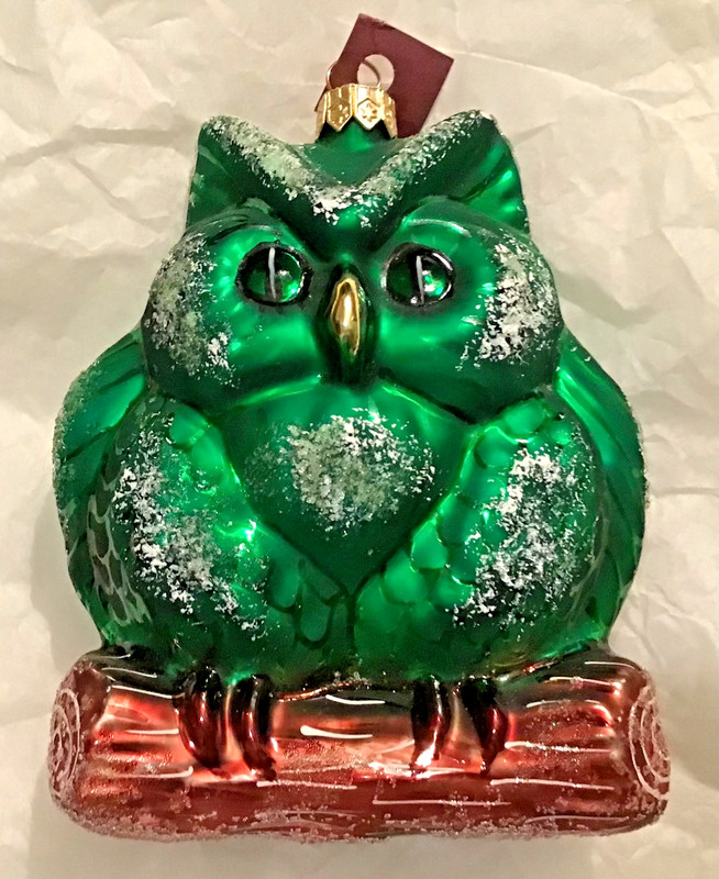 Christopher Radko Frosty Wise Owl Green Christmas Ornament 4.5” RETIRED perfect