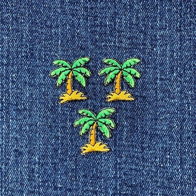 3-Pack Palm Tree Applique Patch - Mini Embroidered Tropical Beach Badge 7/8''