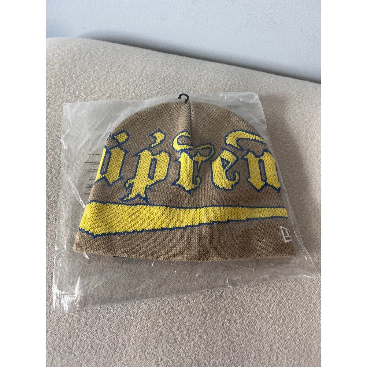 Supreme x New Era Accent Skullcap Beanie - Khaki Yellow - NEW | eBay