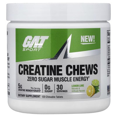 2 X GAT, Sport, Creatine Chews, Lemon Lime, 120 Chewable Tablets-Worldwide