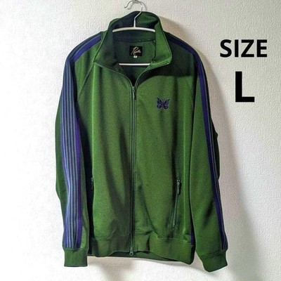 USED NEEDLES TRACK JACKET, POLY, GREEN VERYGOOD